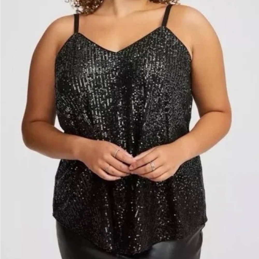 Torrid Sophie Swing Sequin Cami Top Black Gunmetal NWT Size 28